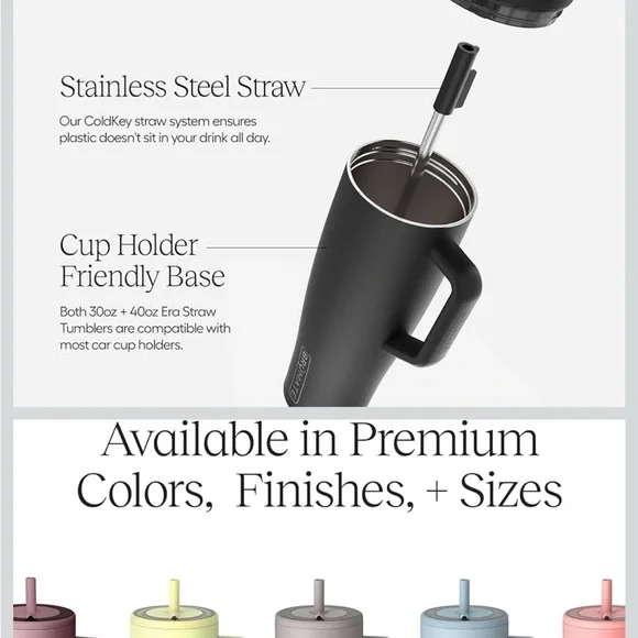 ERA 40 oz tumbler with handle and straw new - Picture 2 of 10